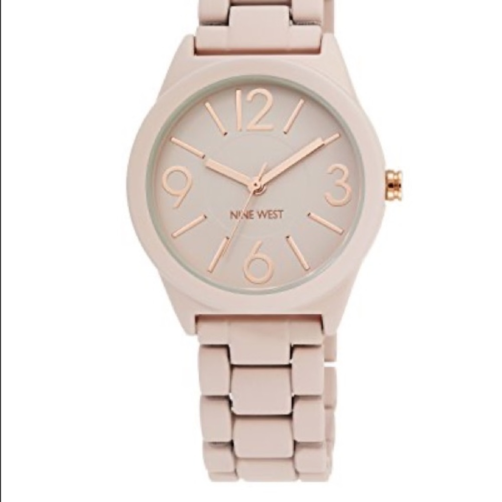 Nine West Women's Blush Pink Rubberized Bracelet Watch 42mm NW/1679PKPK